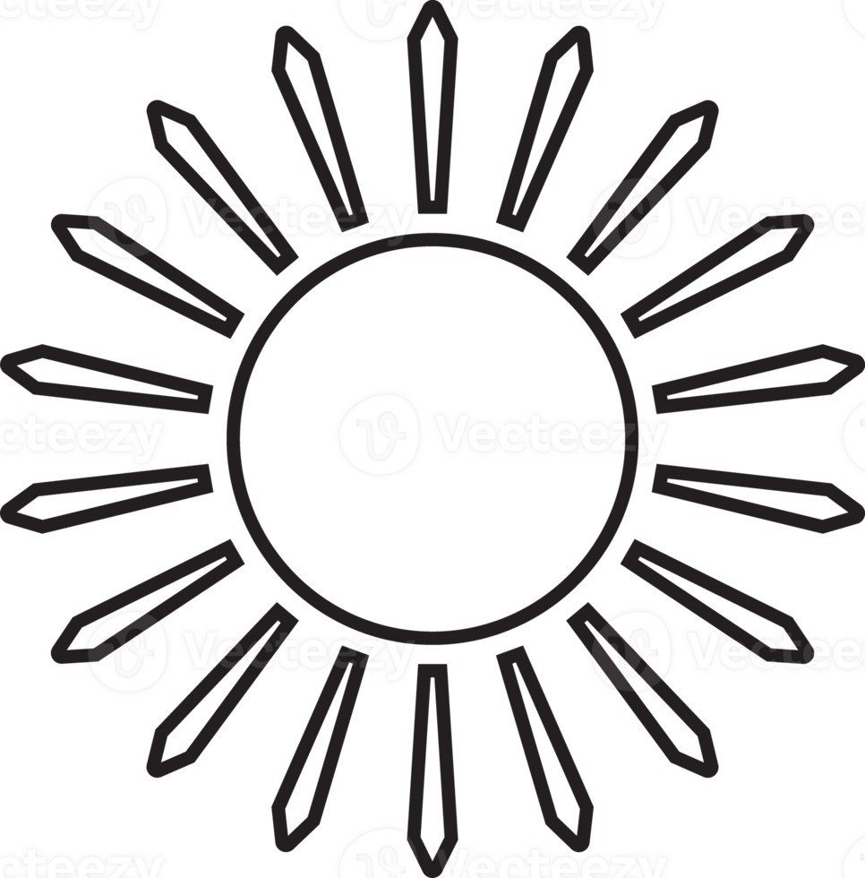 Sun icon black line drawing or doodle logo sunlight symbol weather element png