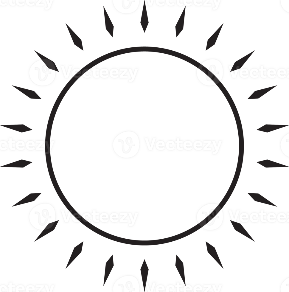 Sun icon black line drawing or doodle logo sunlight symbol weather element png