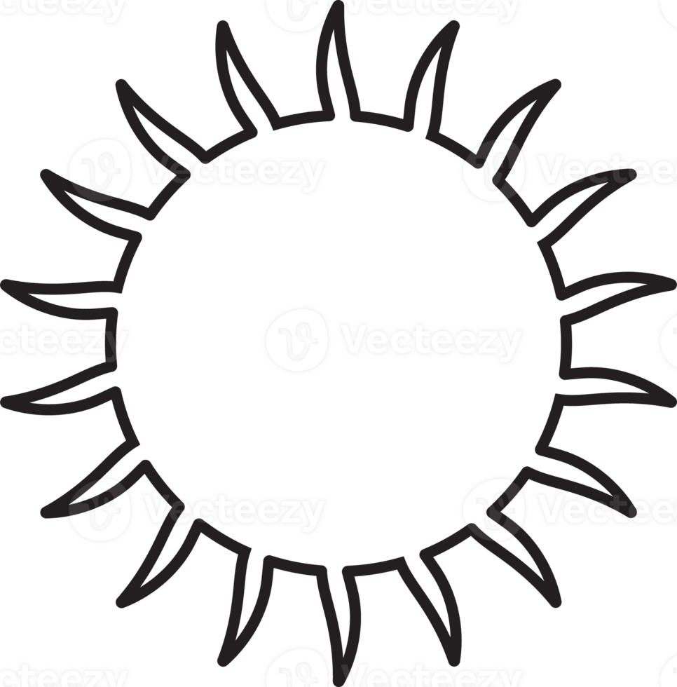 Sun icon black line drawing or doodle logo sunlight symbol weather element png