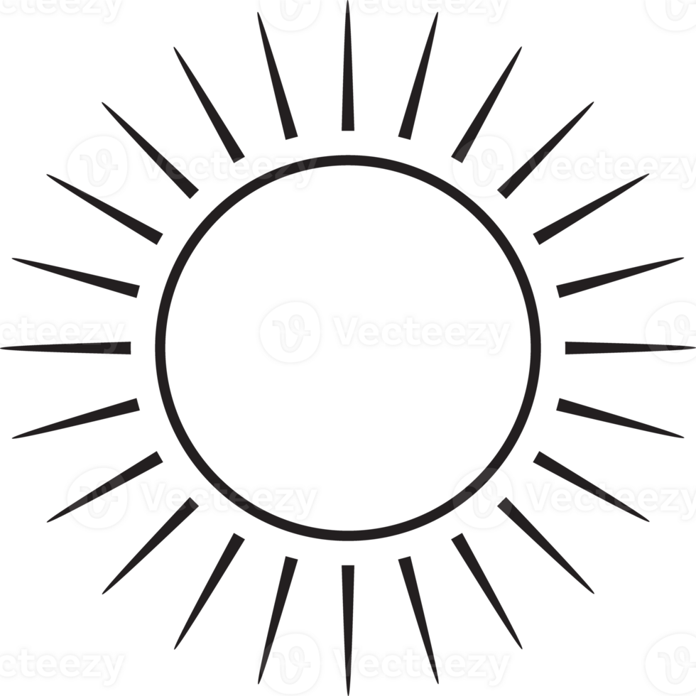Sun icon black line drawing or doodle logo sunlight symbol weather element png