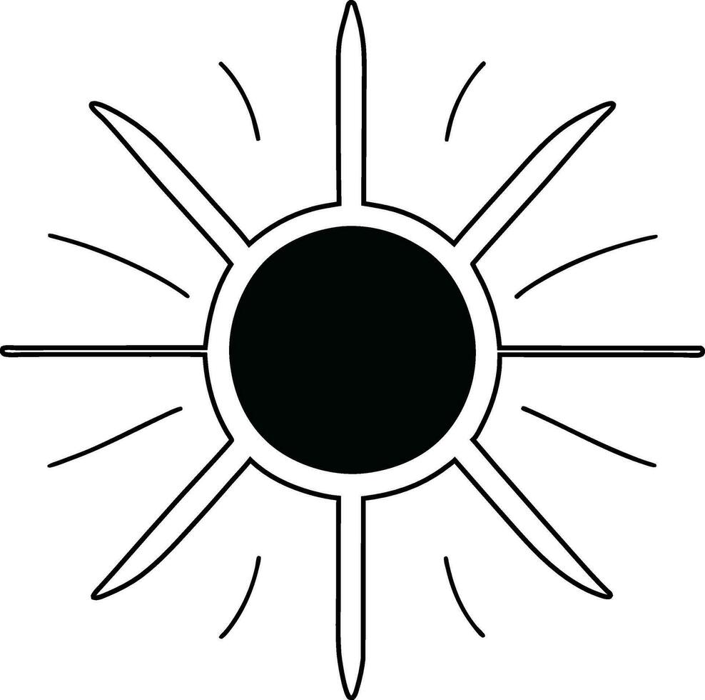 Dom icono negro línea dibujo o garabatear logo luz de sol firmar símbolo clima elemento vector ilustración