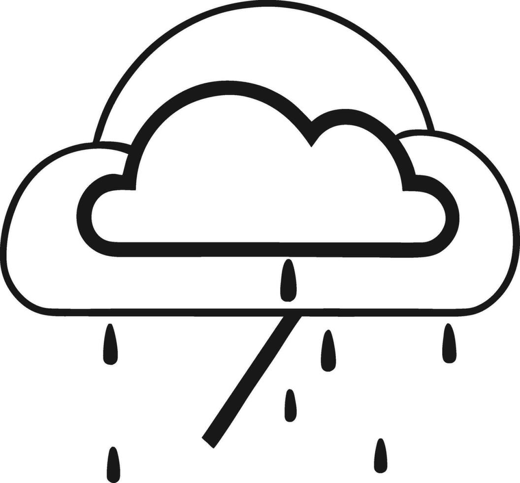 cloud icon outline sign clouds draw black line symbol graphic design weather forecast doodle style  vector illustration