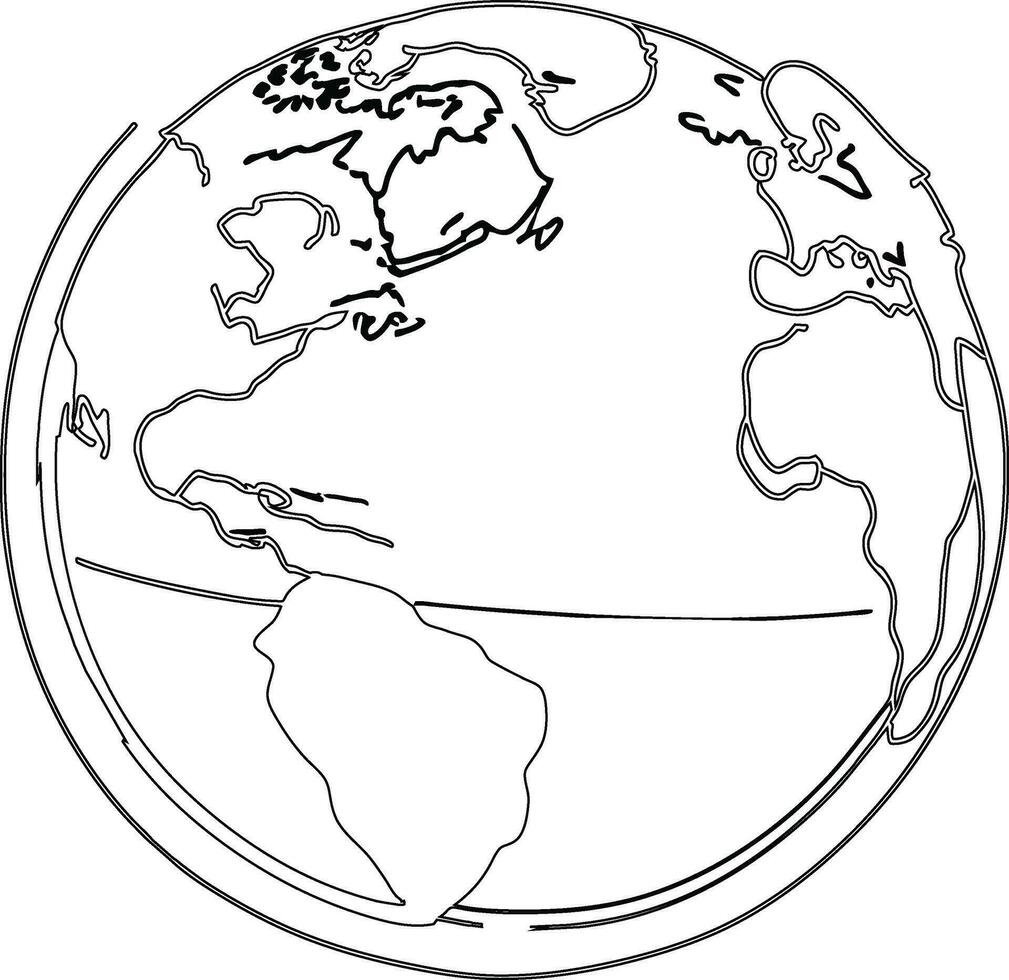 eco earth planet icon doodle black circle of globe world environment day hand draw outline logo concept  vector illustration