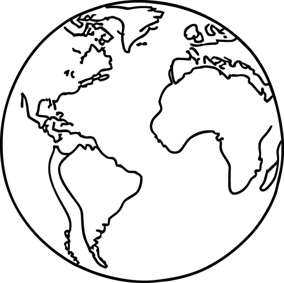 eco earth planet icon doodle black circle of globe world environment day hand draw outline logo concept  vector illustration