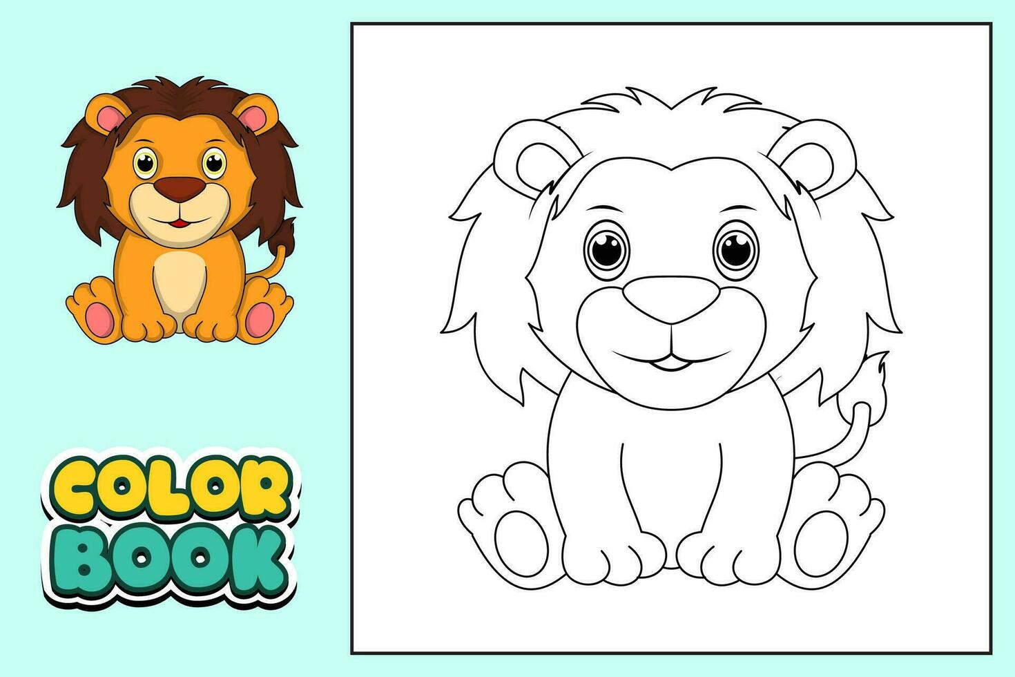 Coloring book for kids lion vector