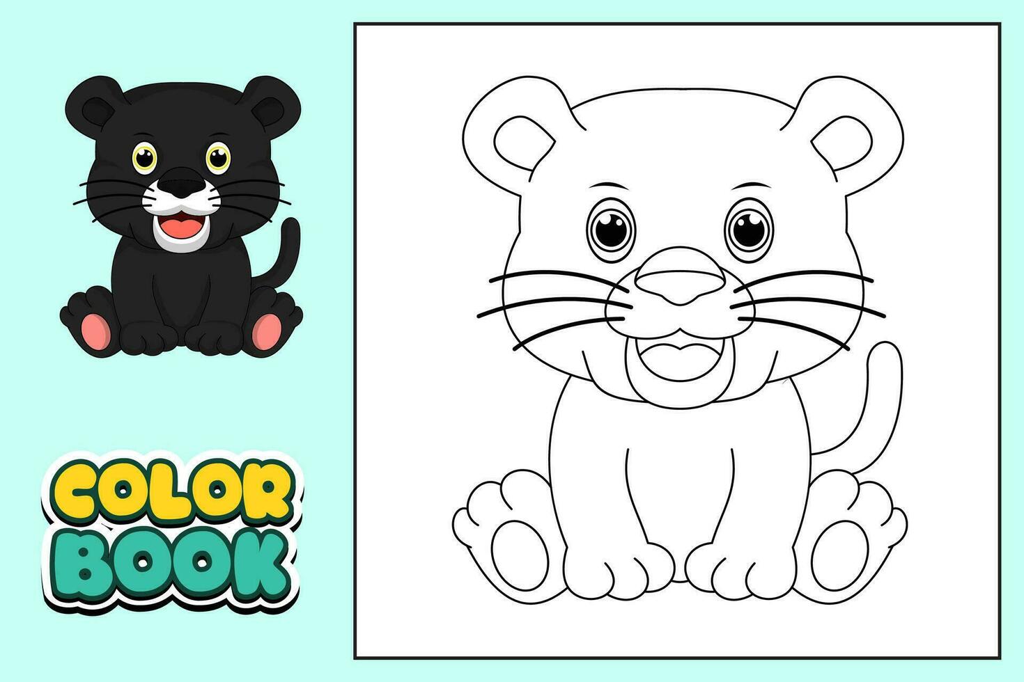 Coloring book for kids black panther vector