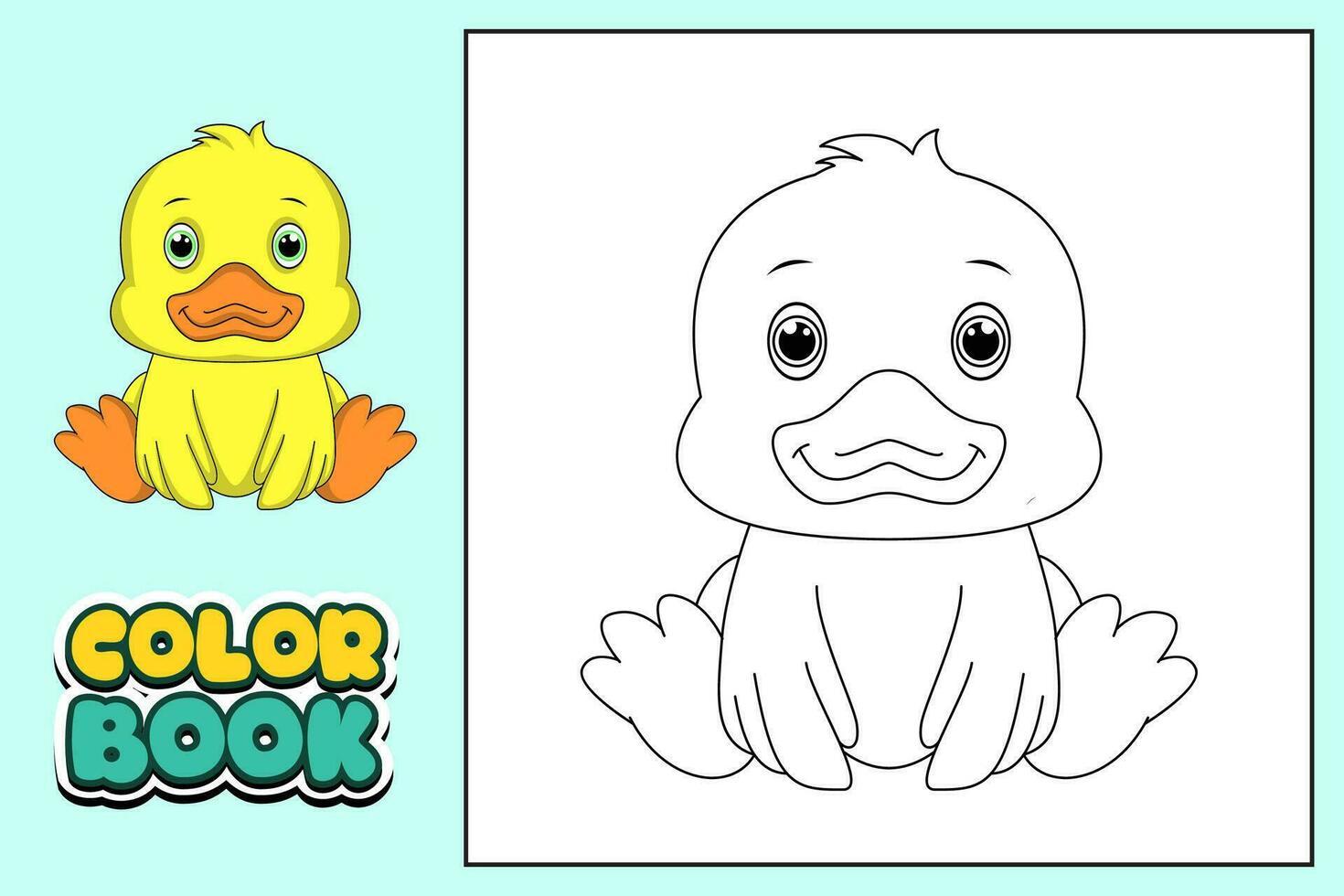 Coloring book for kids duck vector