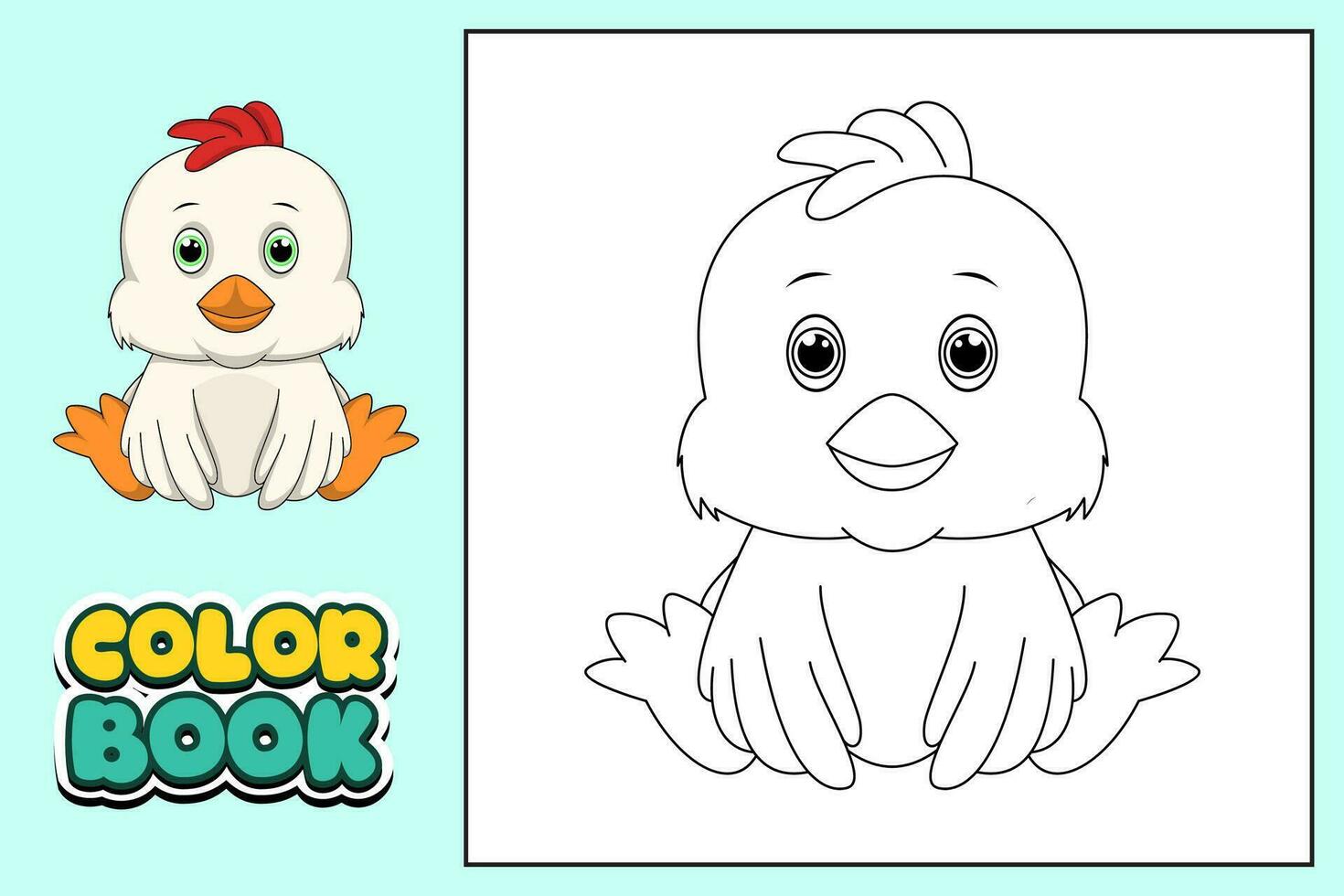 Coloring book for kids rooster vector