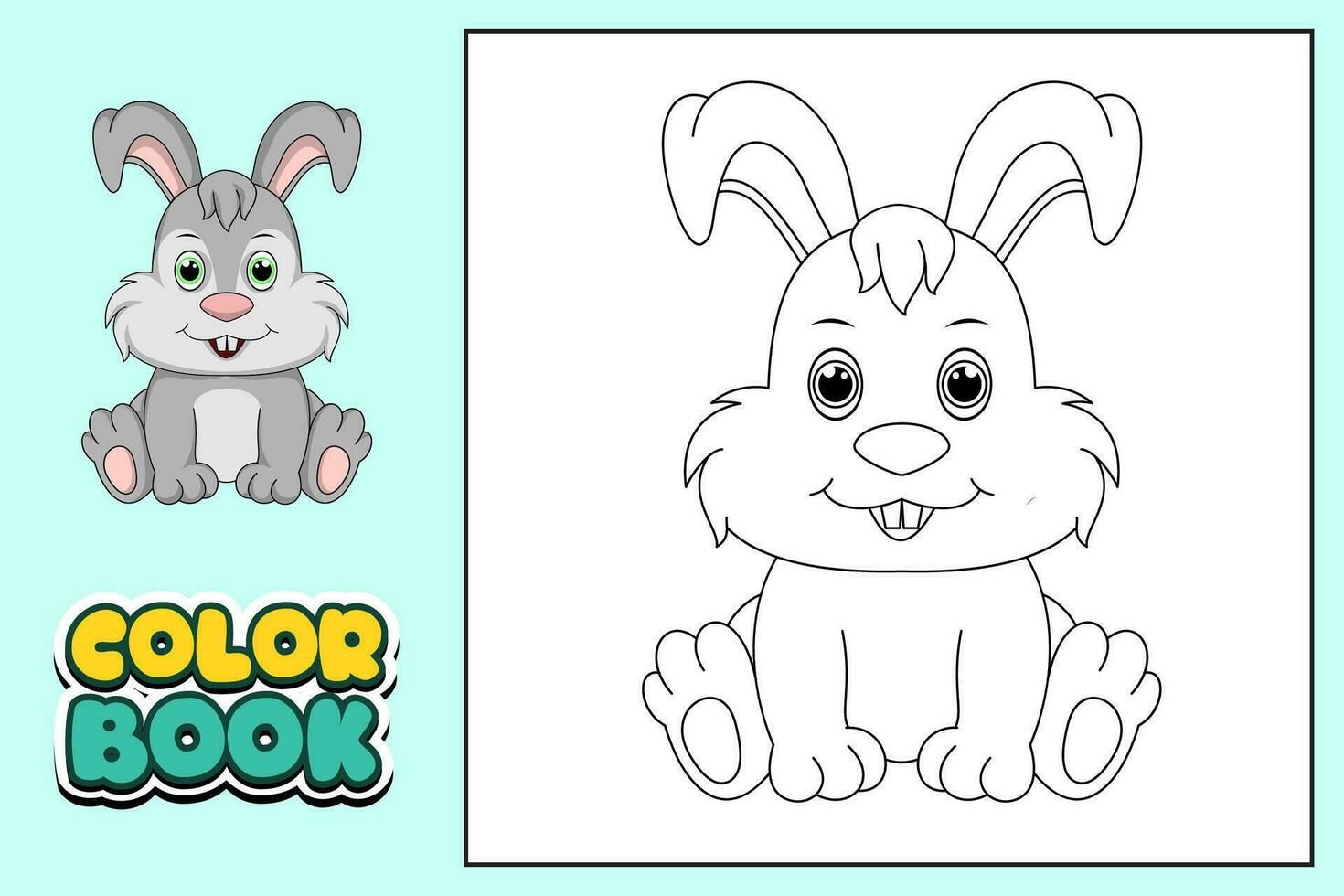 Coloring book for kids bunnt vector