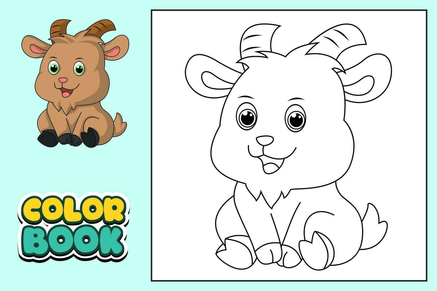 Coloring book for kids goat vector