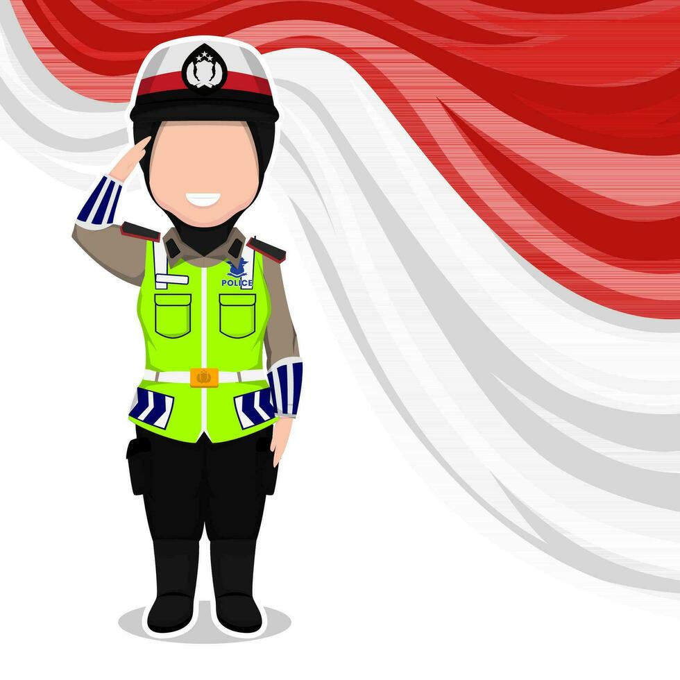 linda policía personaje dibujos animados vector