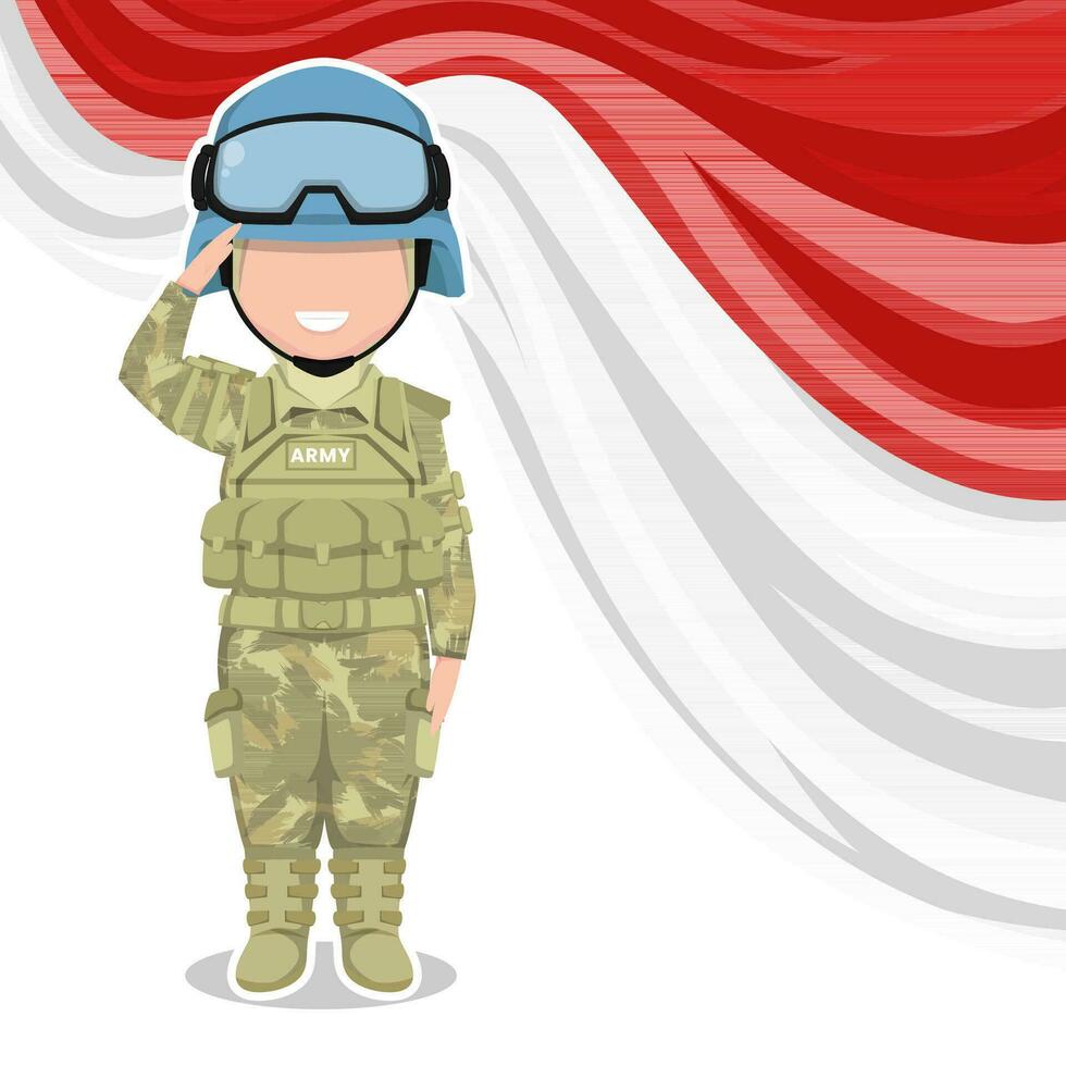 cute soldier cartoon character vector