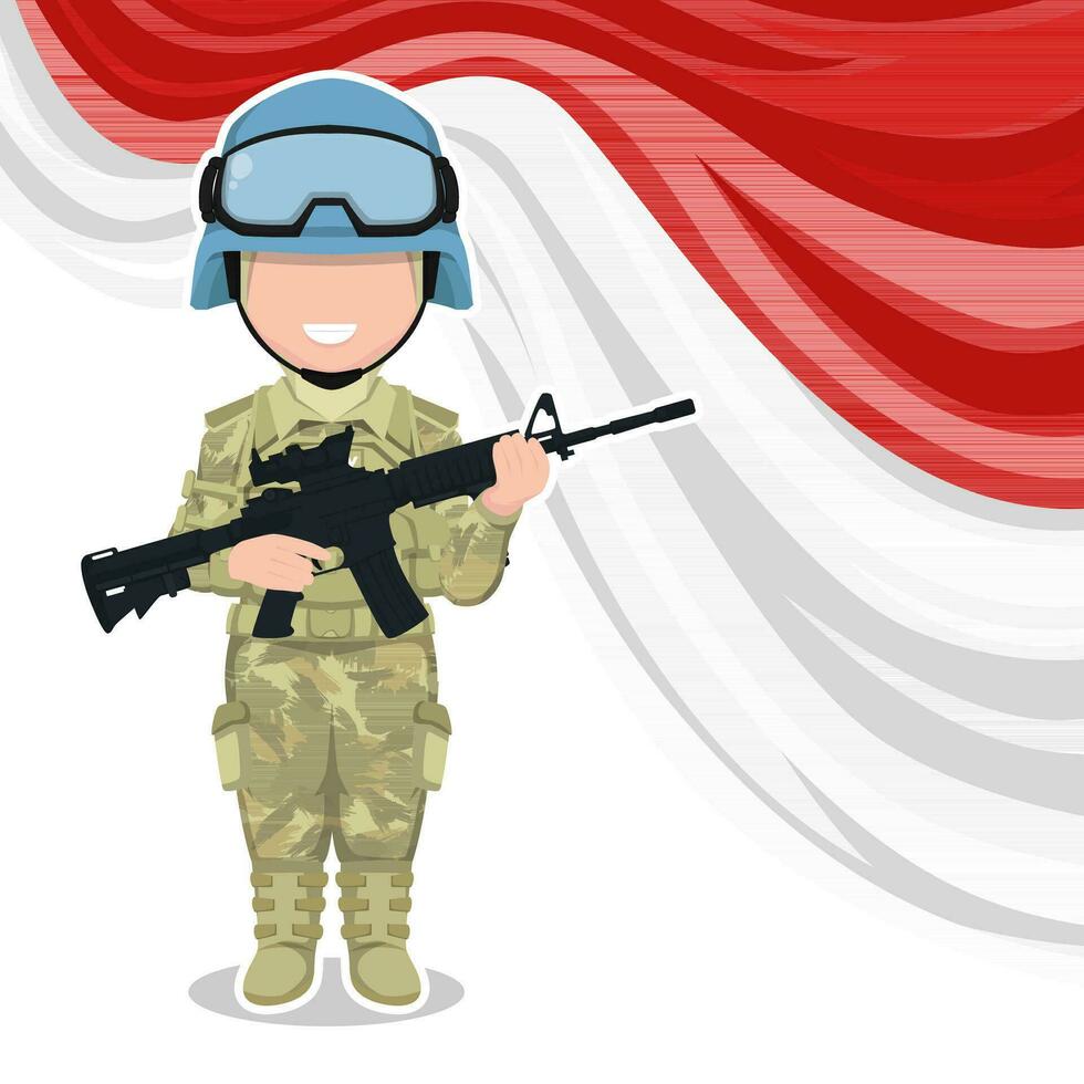cute soldier cartoon character vector