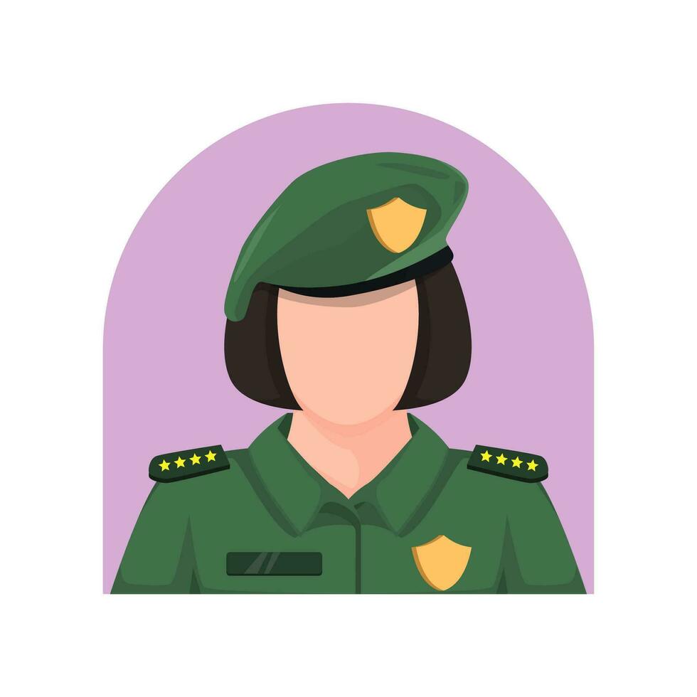 hembra Ejército dibujos animados y Ejército icono. ilustración vector diseño