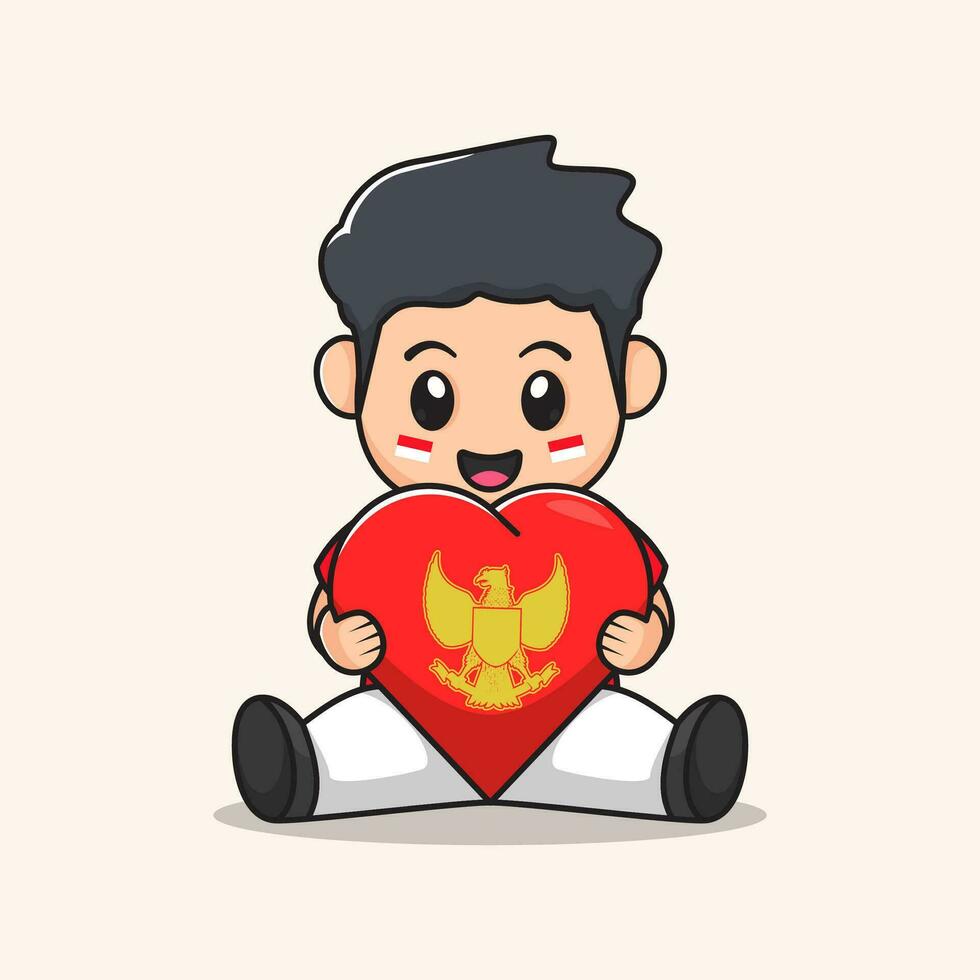 pancasila love cartoon. flat character vector. Indonesian Independence day vector