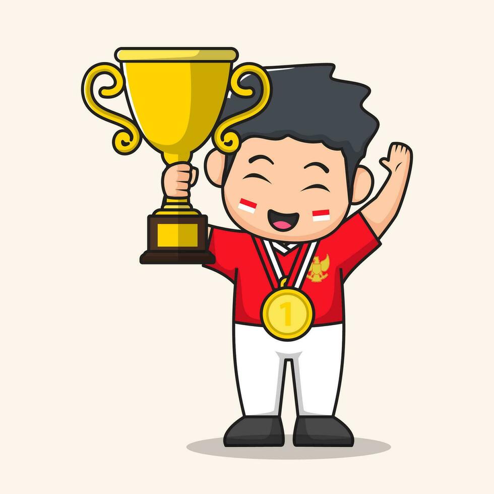 contest winner cartoon. flat character vector. Indonesian Independence day vector
