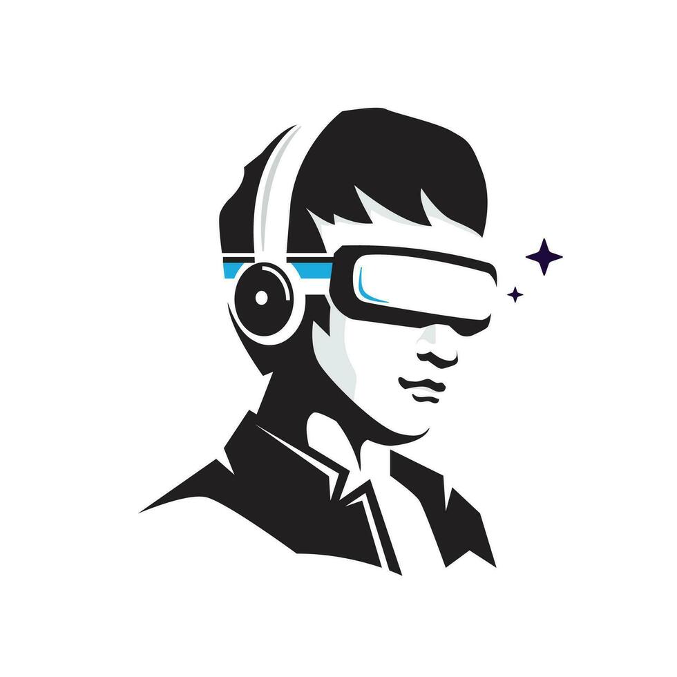 Man using virtual reality glasses vector