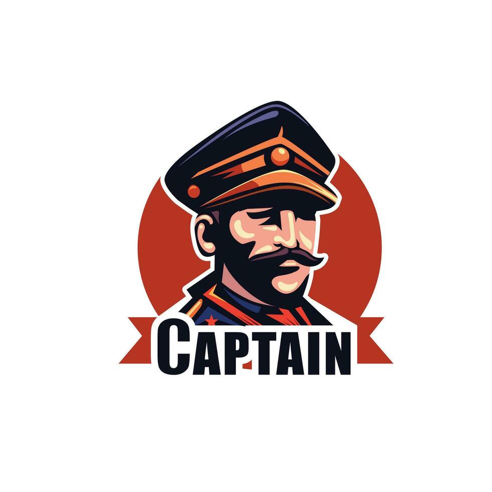 Captain ship head vintage vector