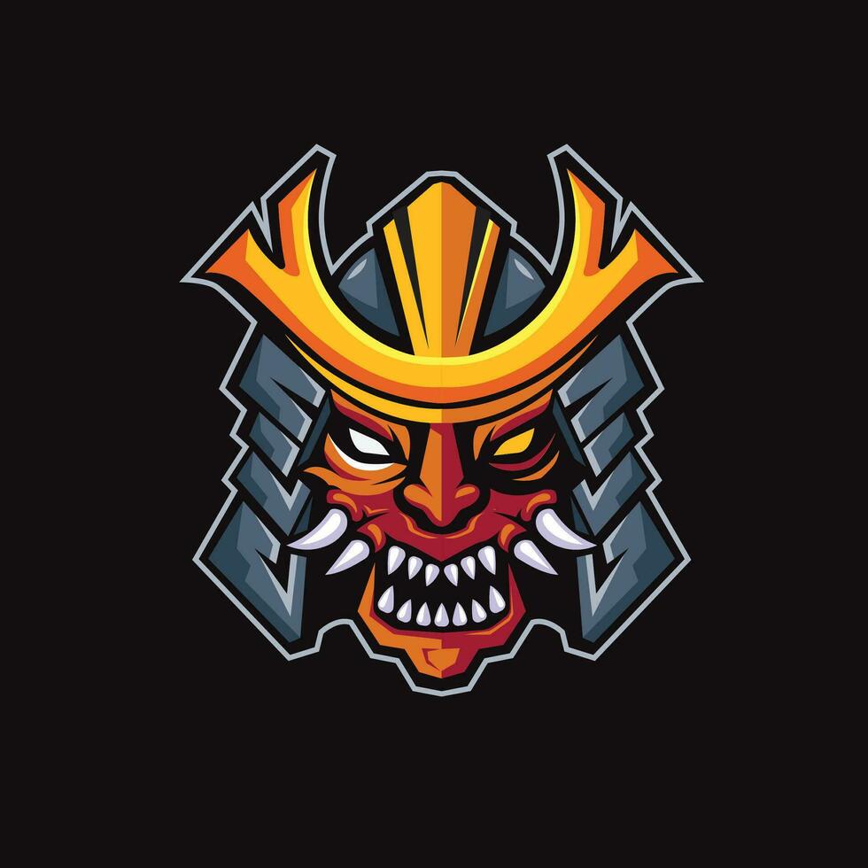 colorful Japanese samurai mask vector
