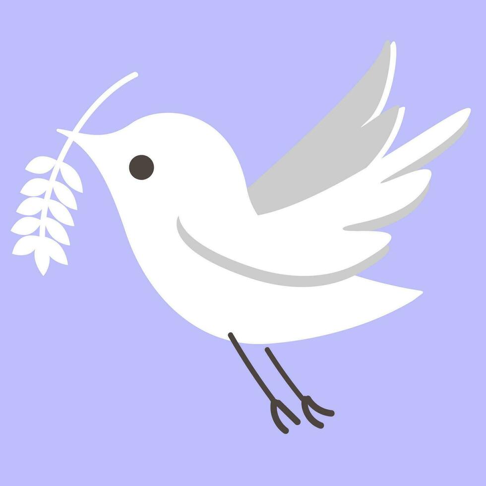 Peace pigeon. Purity, spirituality concept. Vector dove silhouette Blue sky