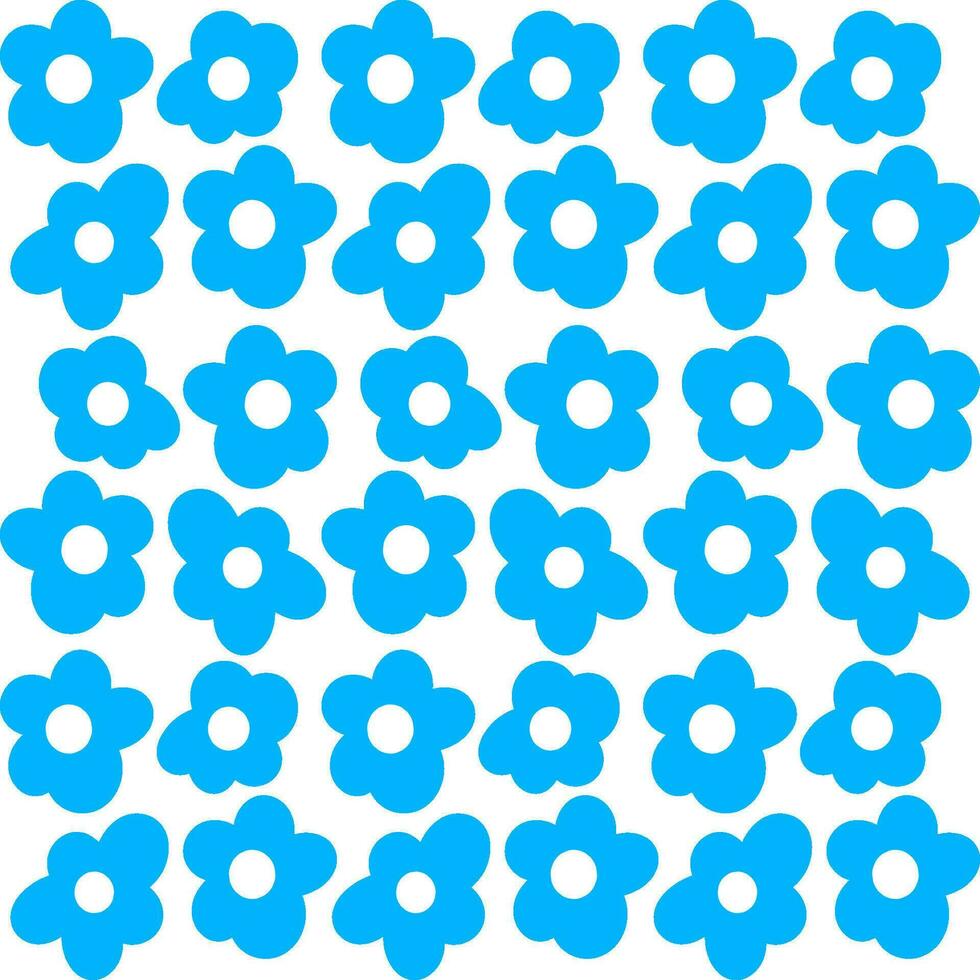 Set of summer daisy flowers in white and blue. Simple flat modern drawing. vector