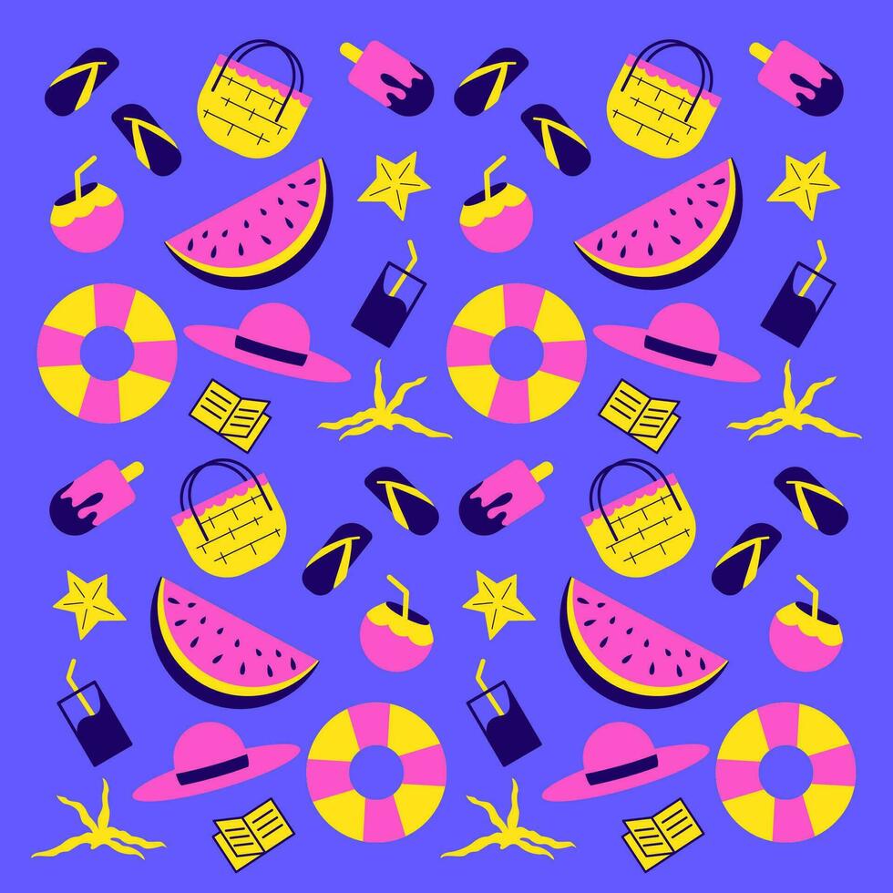 pattern summer vacation things for the beach. vector