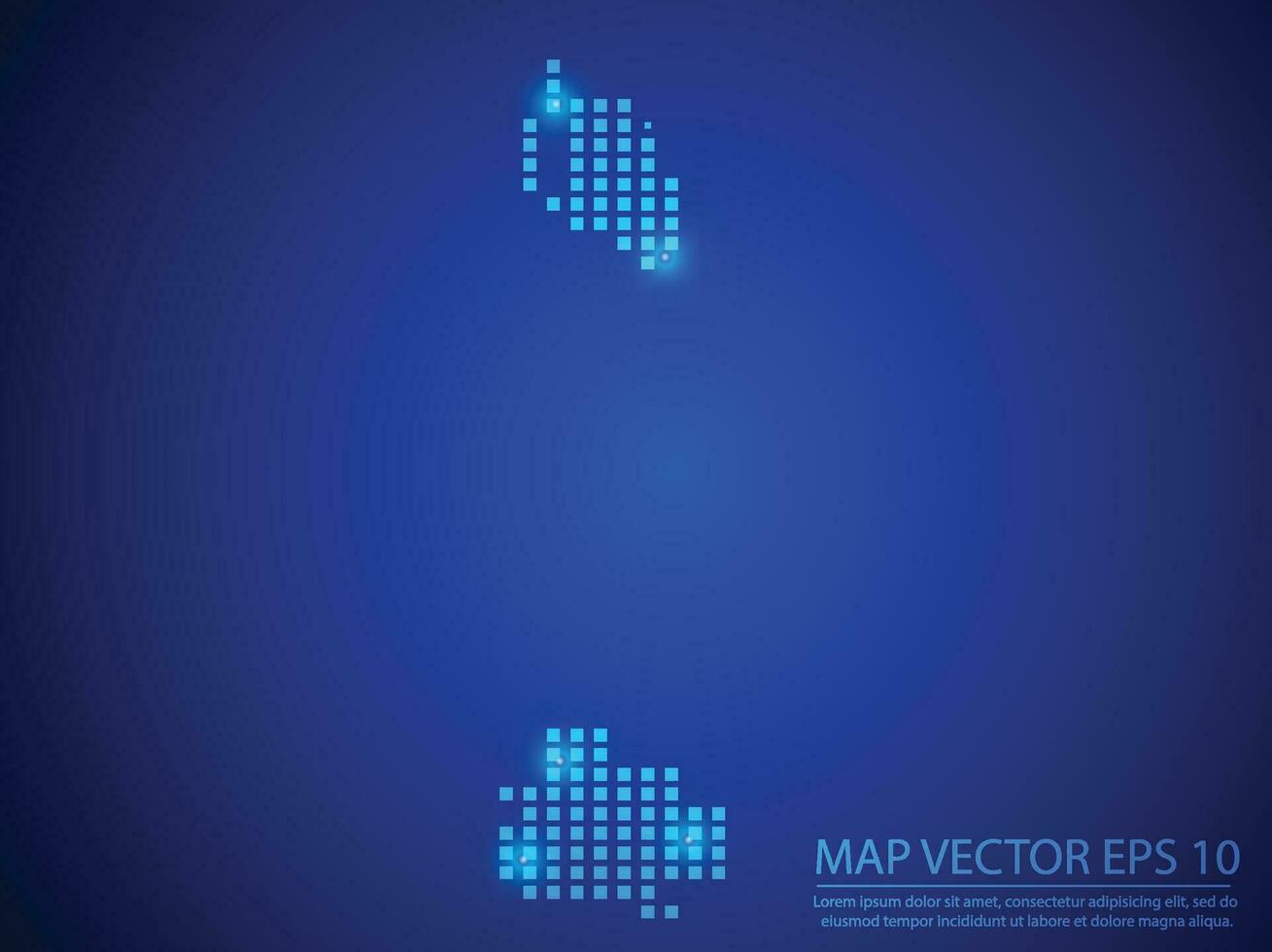 square point map blue color, Antigua and Barbuda map with light on blue background vector