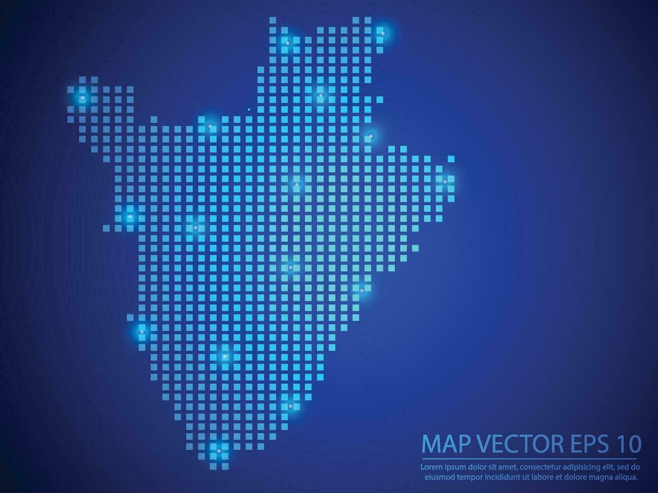 cuadrado punto mapa azul color, Burundi mapa con ligero en azul antecedentes vector