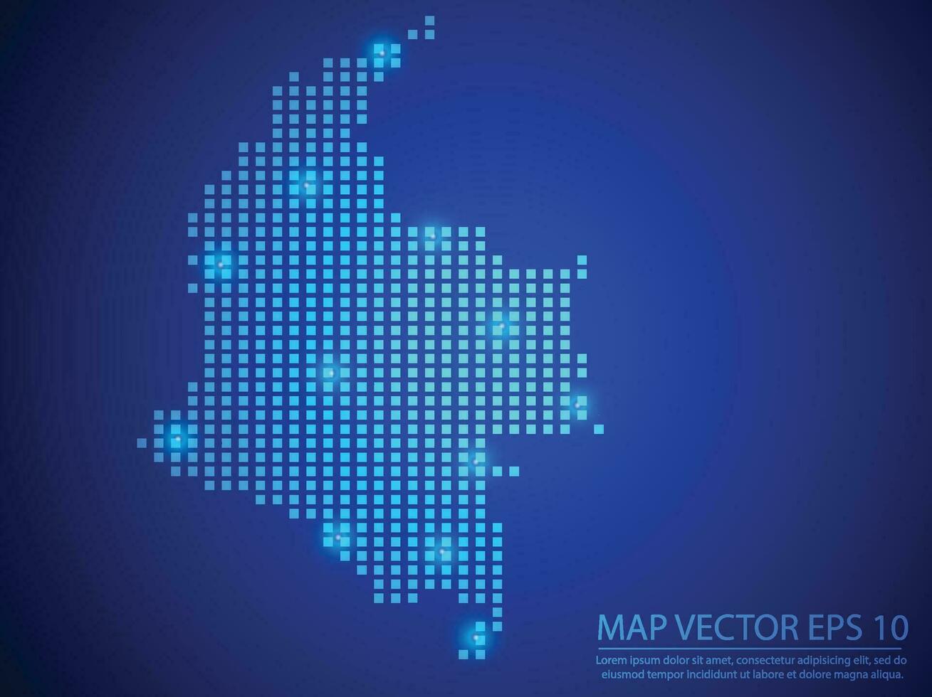 square point map blue color,Colombia map with light on blue background vector
