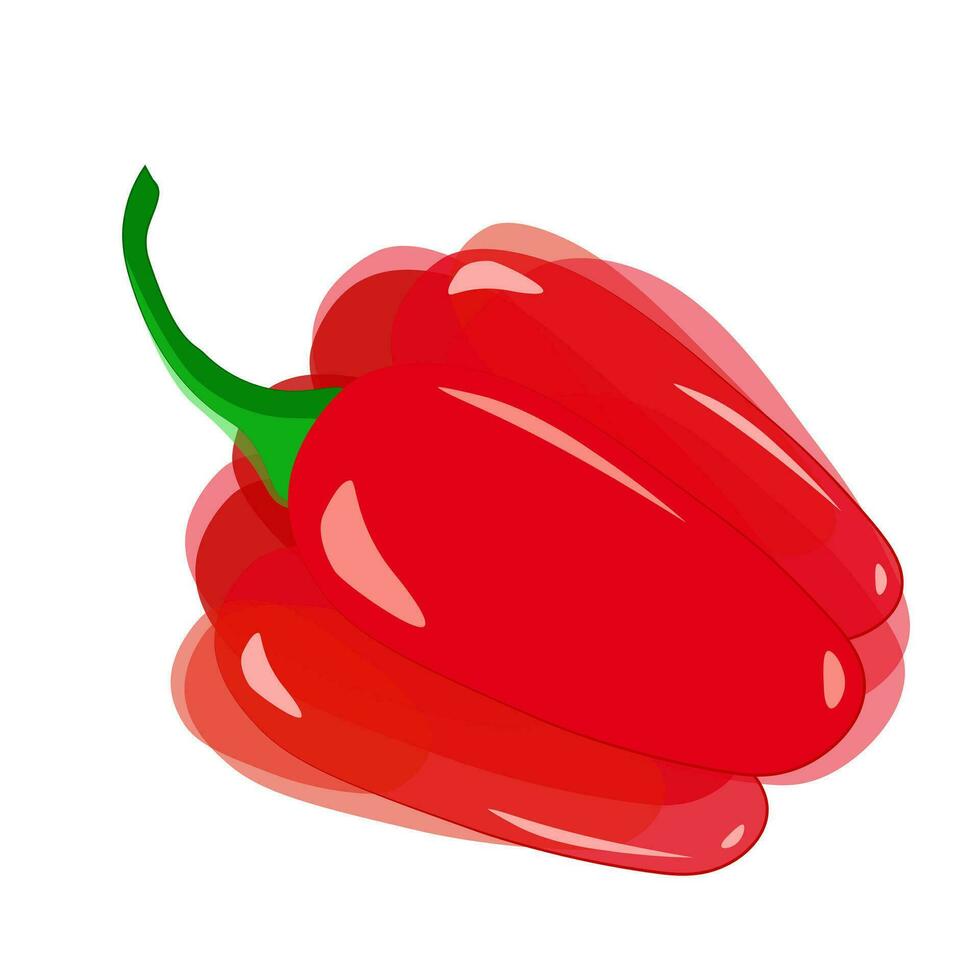 Red bell bell pepper in watercolor imitation with green tail on white background. Vector. vector