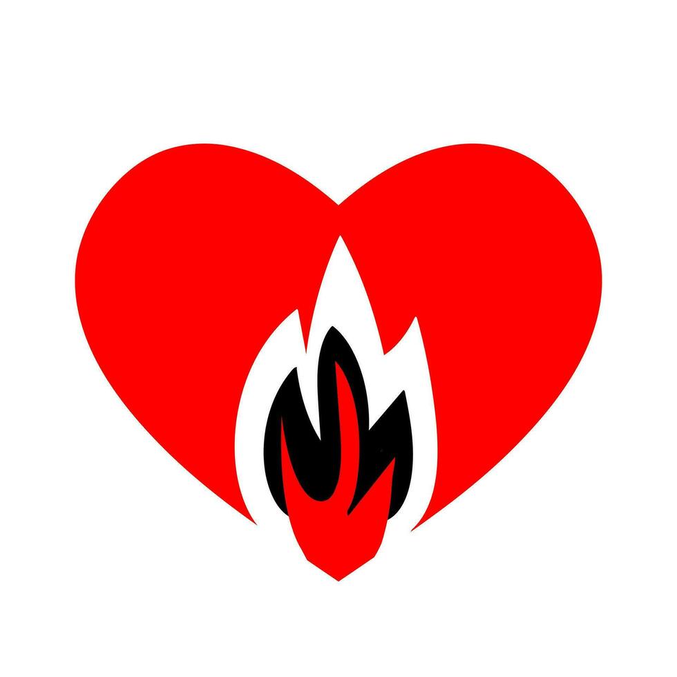 Burning Heart flaming heart on a white background concept of the feeling of love vector