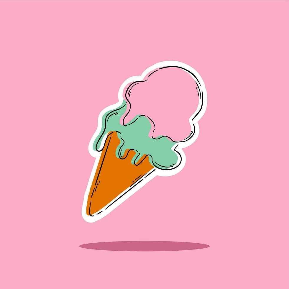 Ice Cream Vector Icon Illustration. Food Icon Concept White Isolated. Flat Cartoon Style Suitable for Web Landing Page, Banner, Sticker, Background