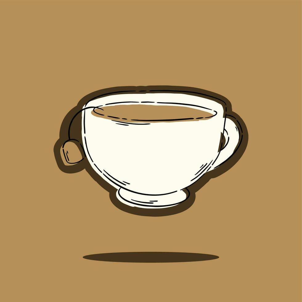 Tea bag, hot teabag and cup, flat design vector illustration