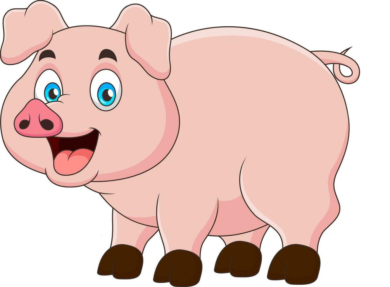 Cute pig cartoon smiling. Cute animal cartoon illustration vector