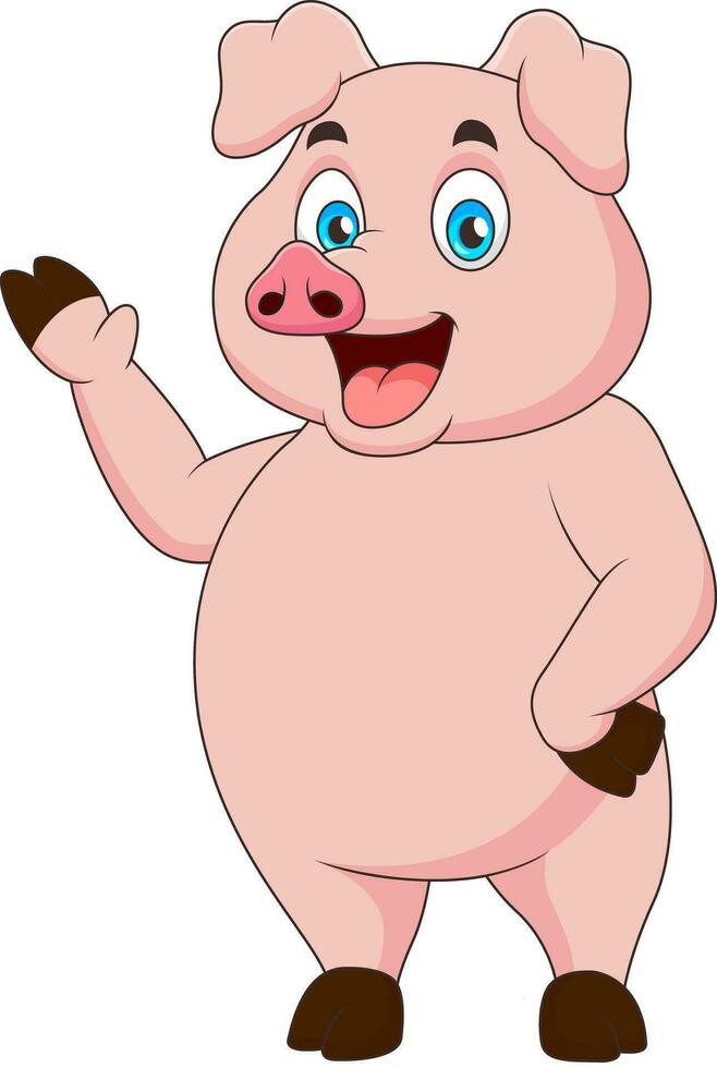 Cartoon illustration of a cute pig standing vector