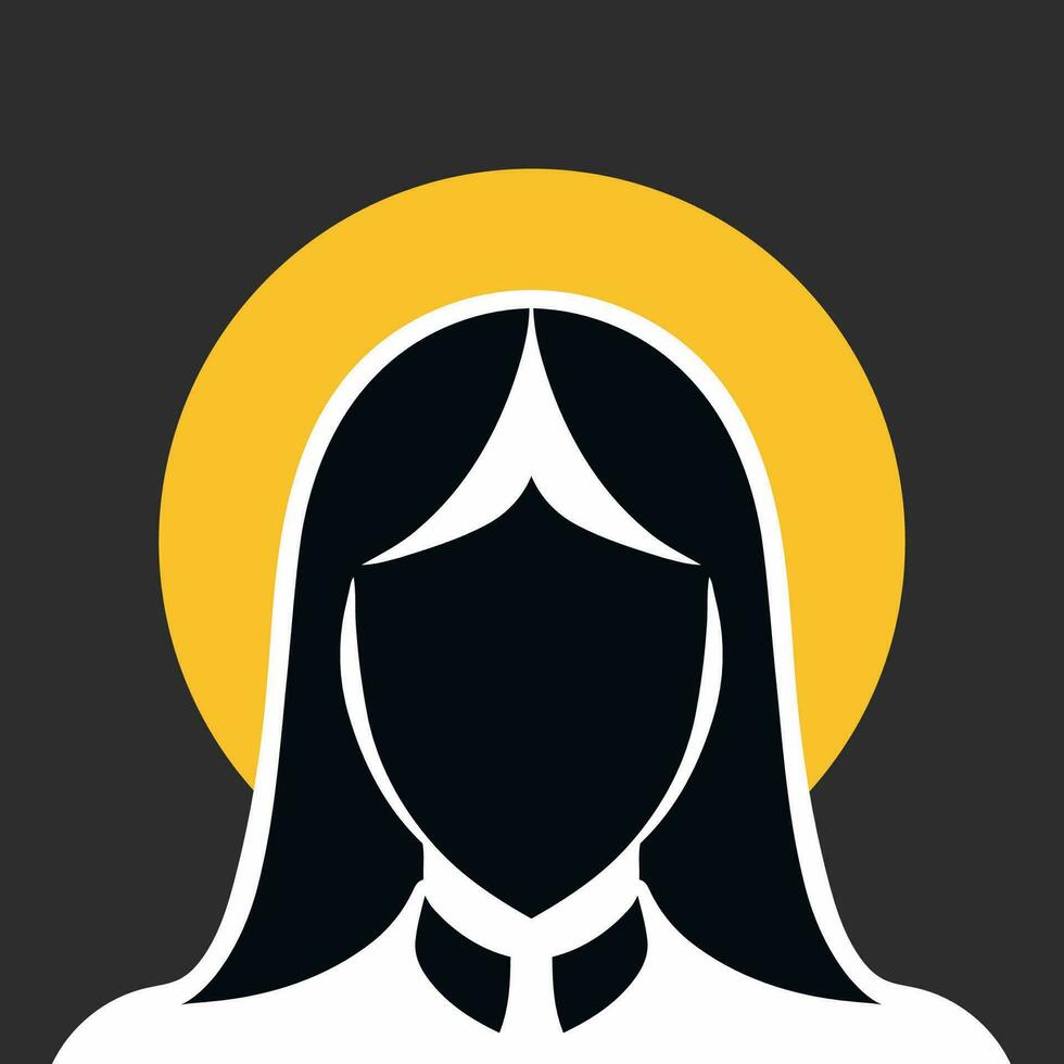 Vector avatar of a nun with a halo, face in the form of a shield.