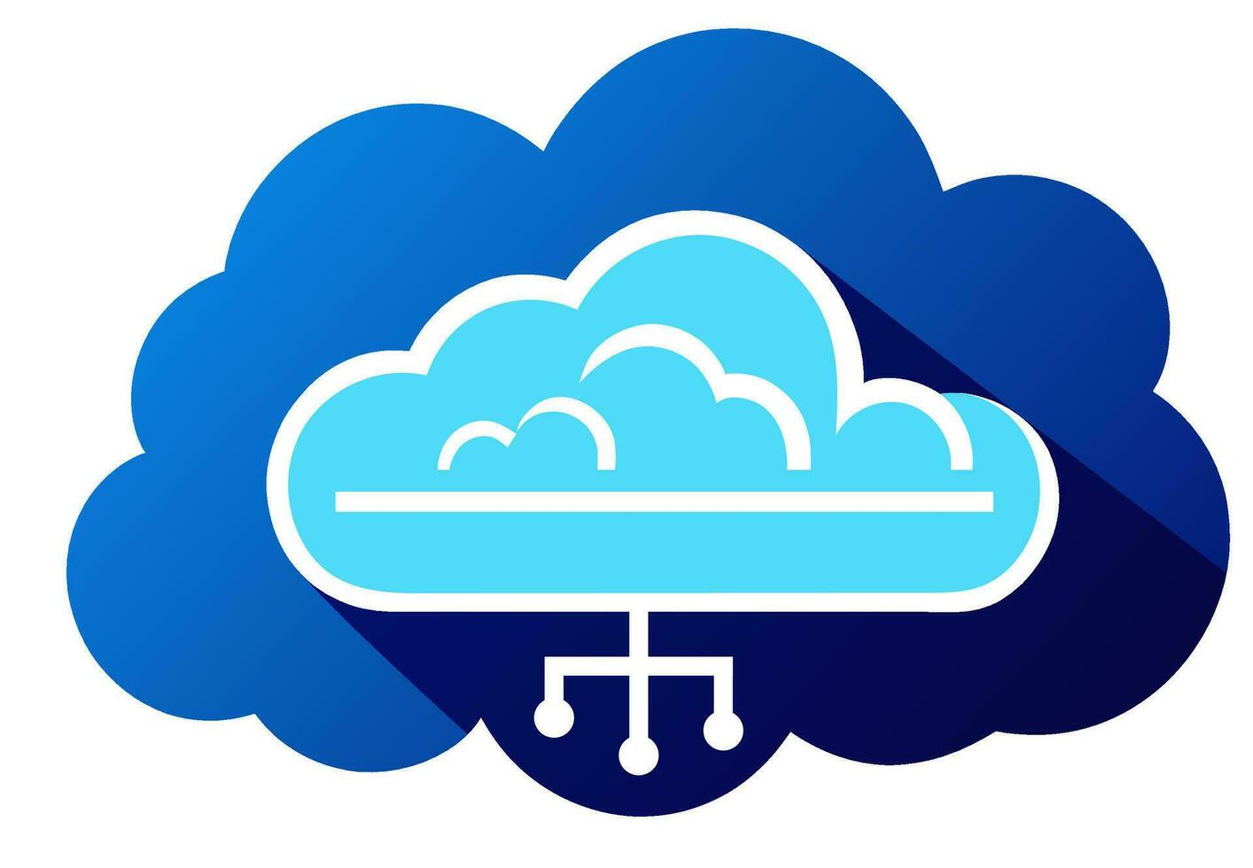 Cloud computing concept vector illustration, cloud with a network cable running through it.