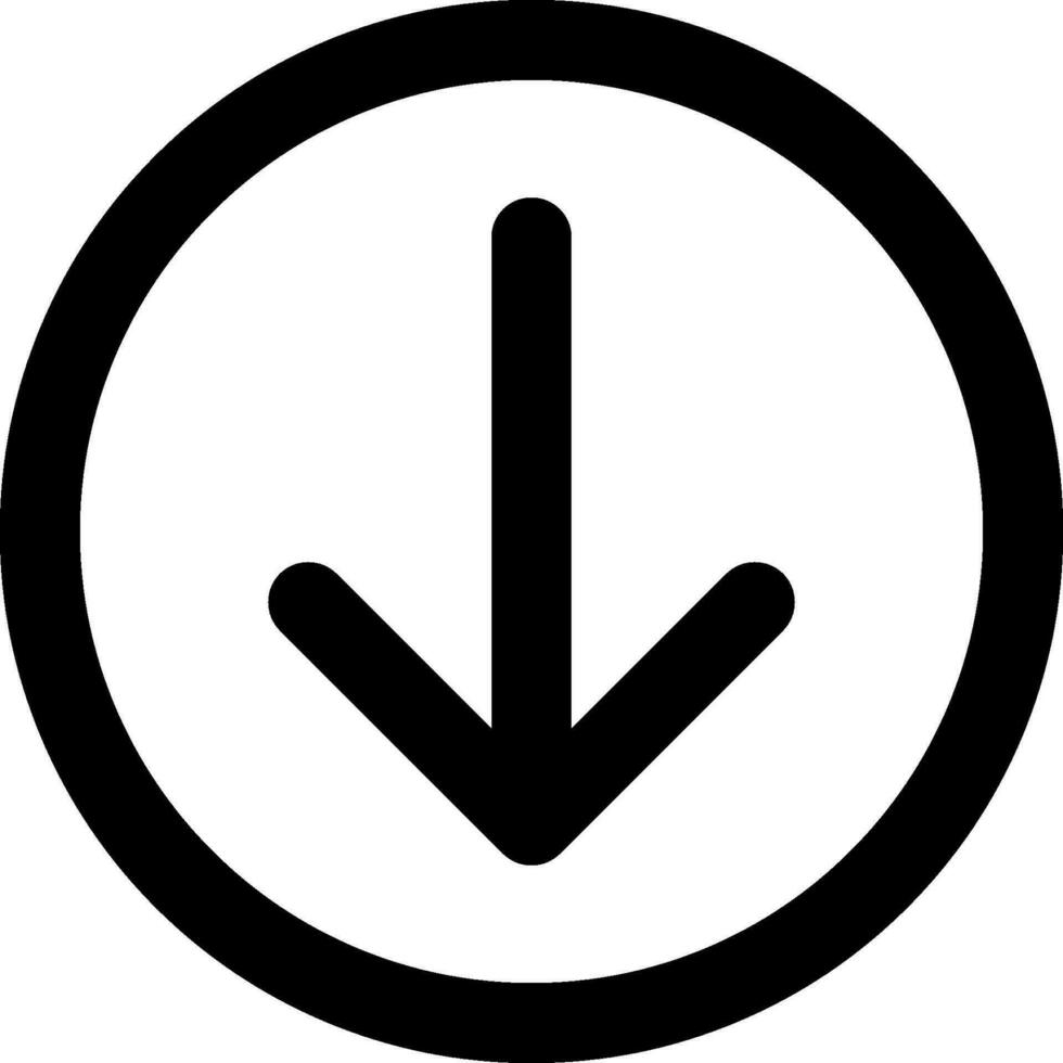 A black arrow in the center of a circle, simple vector icon. Easy to edit and animate.