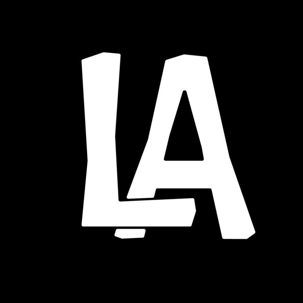 Los Angeles emblem, white letters L and A on black background, vector illustration for web, print, fabric, decal.