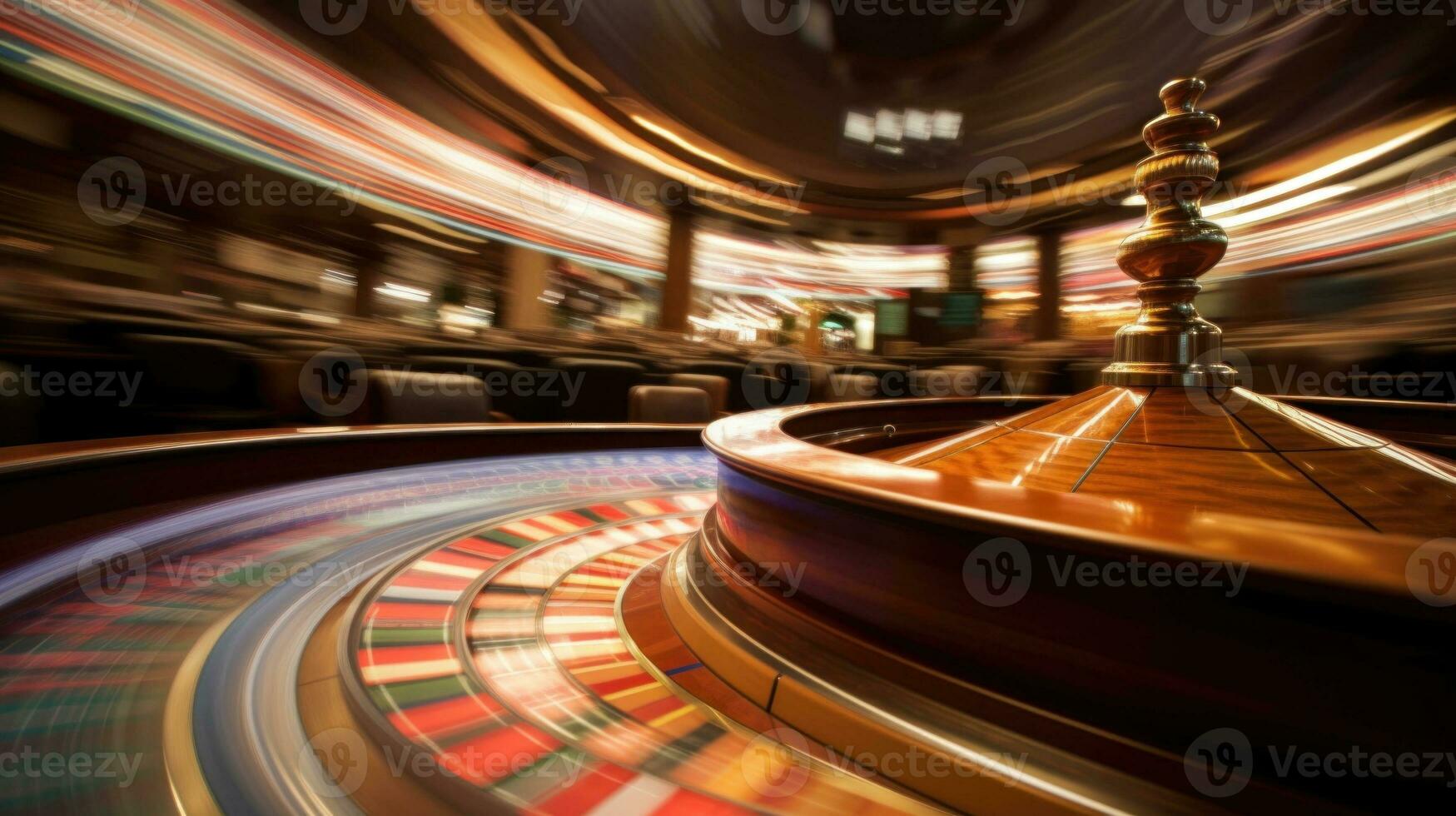 Blurry motion background and spinning roulette. Perfect for casino themes. Vibrant colors and dynamic movement. Generative ai photo