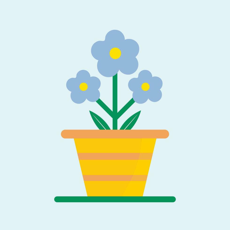 pretty houseplant with floral blue flower vector