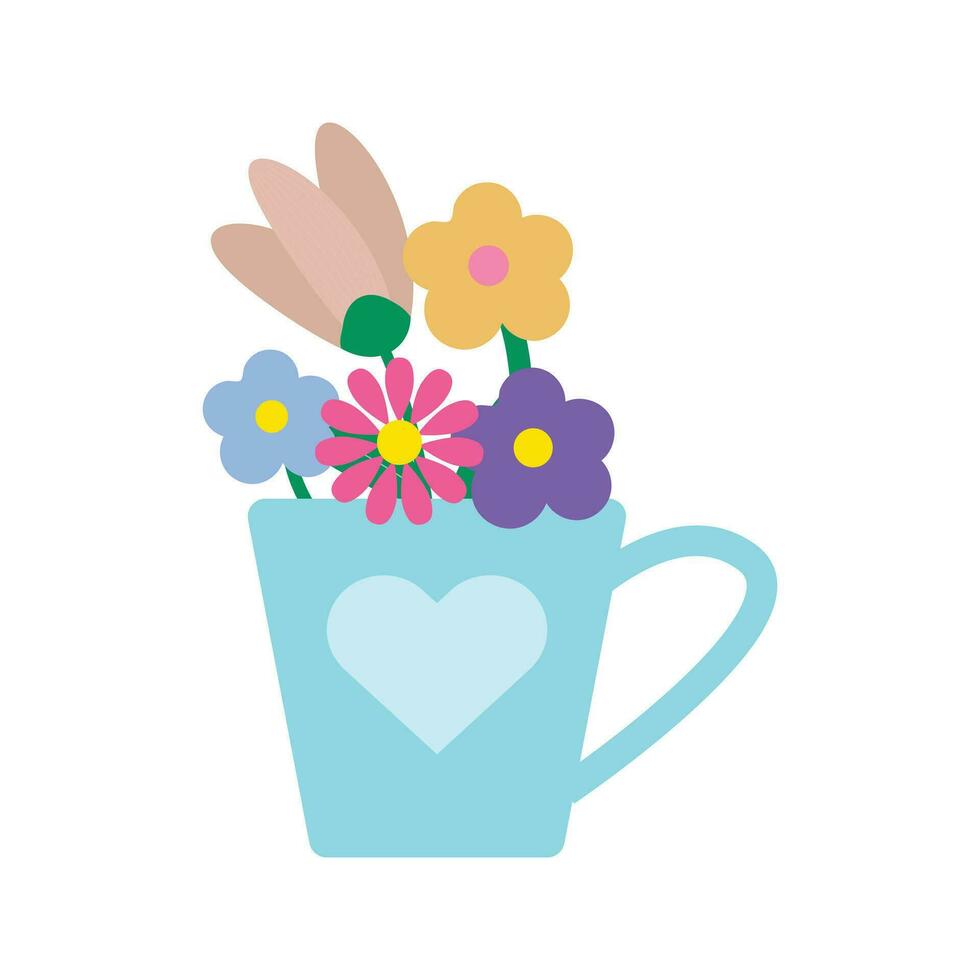 decorative beautiful cup floral natural flower vector