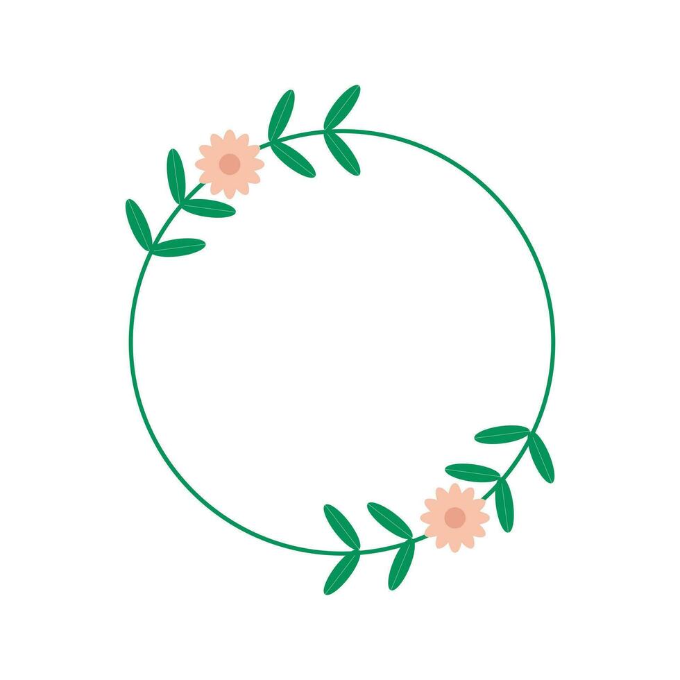 green floral with brown wreath frame vector