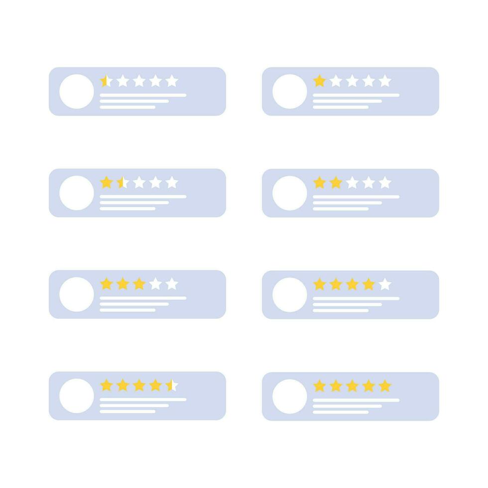 Set of various review and rating vector illustrations