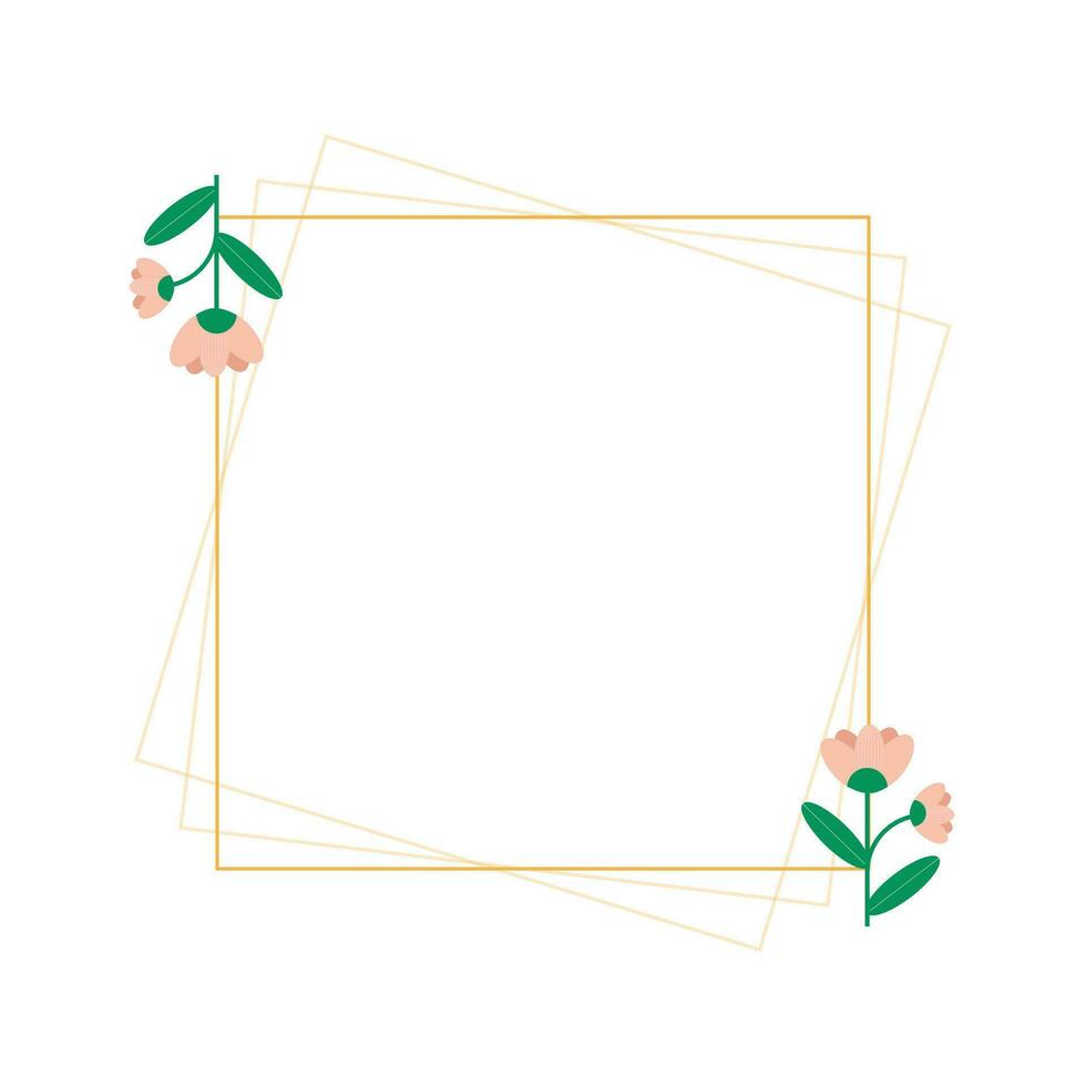 golden floral flower vintage abstract frame vector illustration