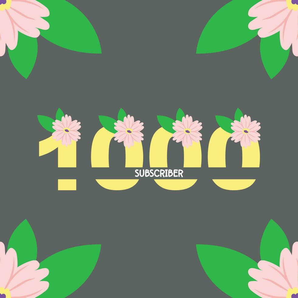 floral 1000 suscriptores vector concepto ilustración