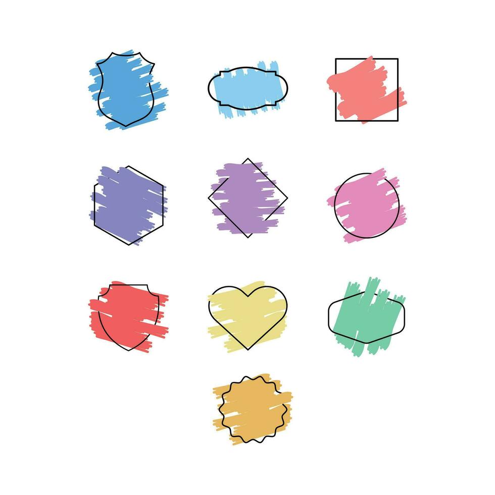 Set of multi-coloured retro shaped vector