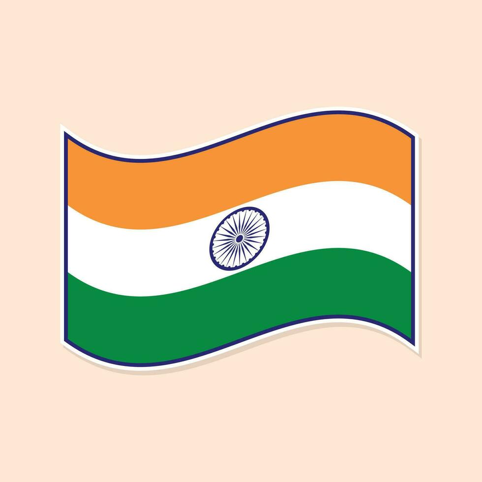 tricolor India Independence Day flag sticker vector