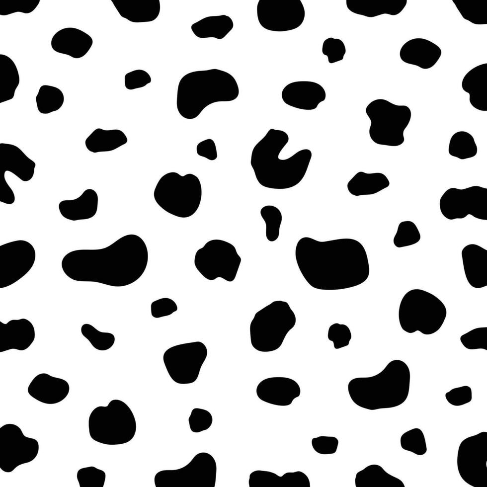 Black cow print pattern animal seamless. Cow skin abstract for printing, cutting, and crafts Ideal for mugs, stickers, stencils, web, cover, wall stickers, home decorate and more. vector