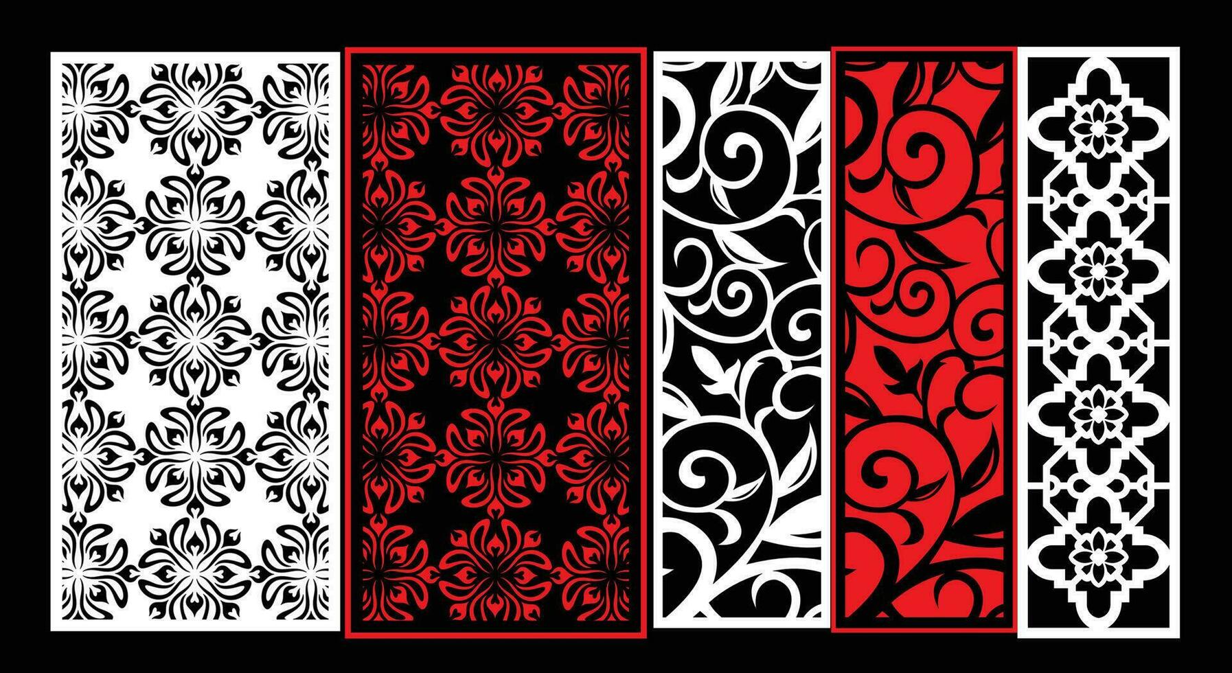 decorativo pared paneles conjunto jali diseño cnc patrón, láser corte patrón, enrutador cnccutting.jali láser cortar decorativo panel conjunto con cordón modelo. vector